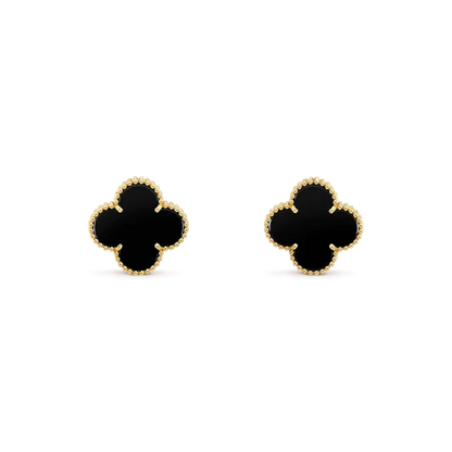 CLOVER MEDIUM 1 MOTIFS  ONYX STUD EARRINGS