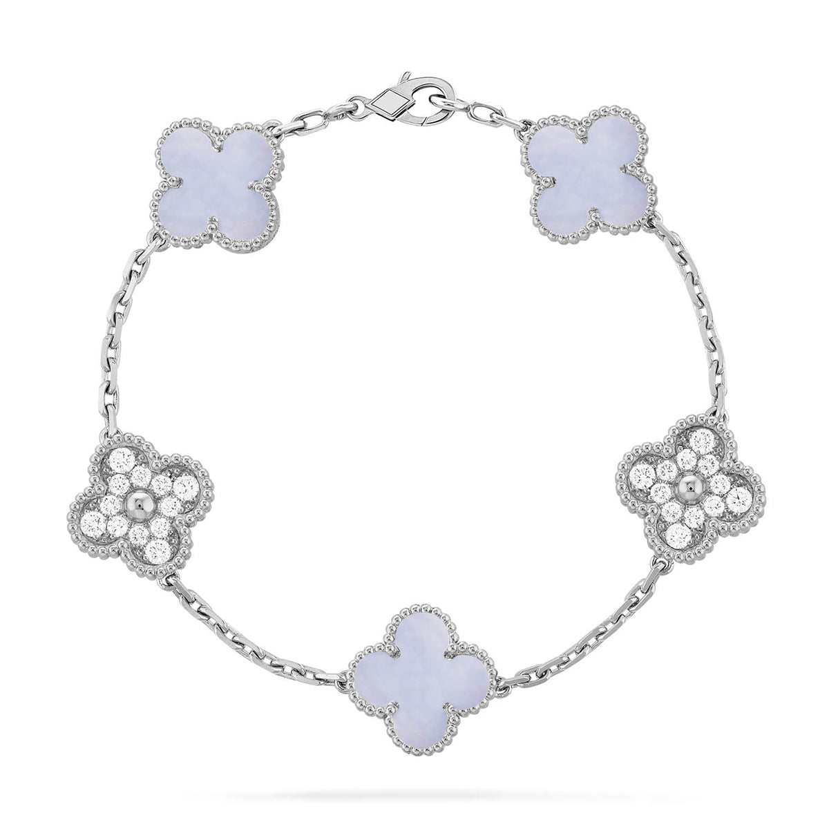 CLOVER 5 MOTIF PURPLE CHALCEDONY BRACELET COLLECTION