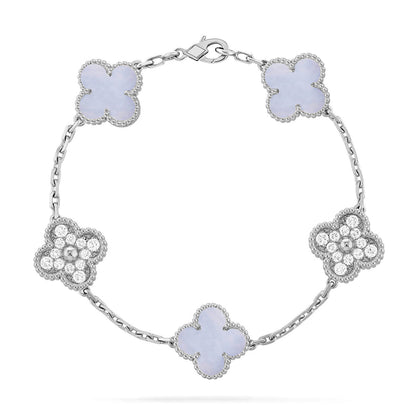 CLOVER 5 MOTIF PURPLE CHALCEDONY BRACELET COLLECTION