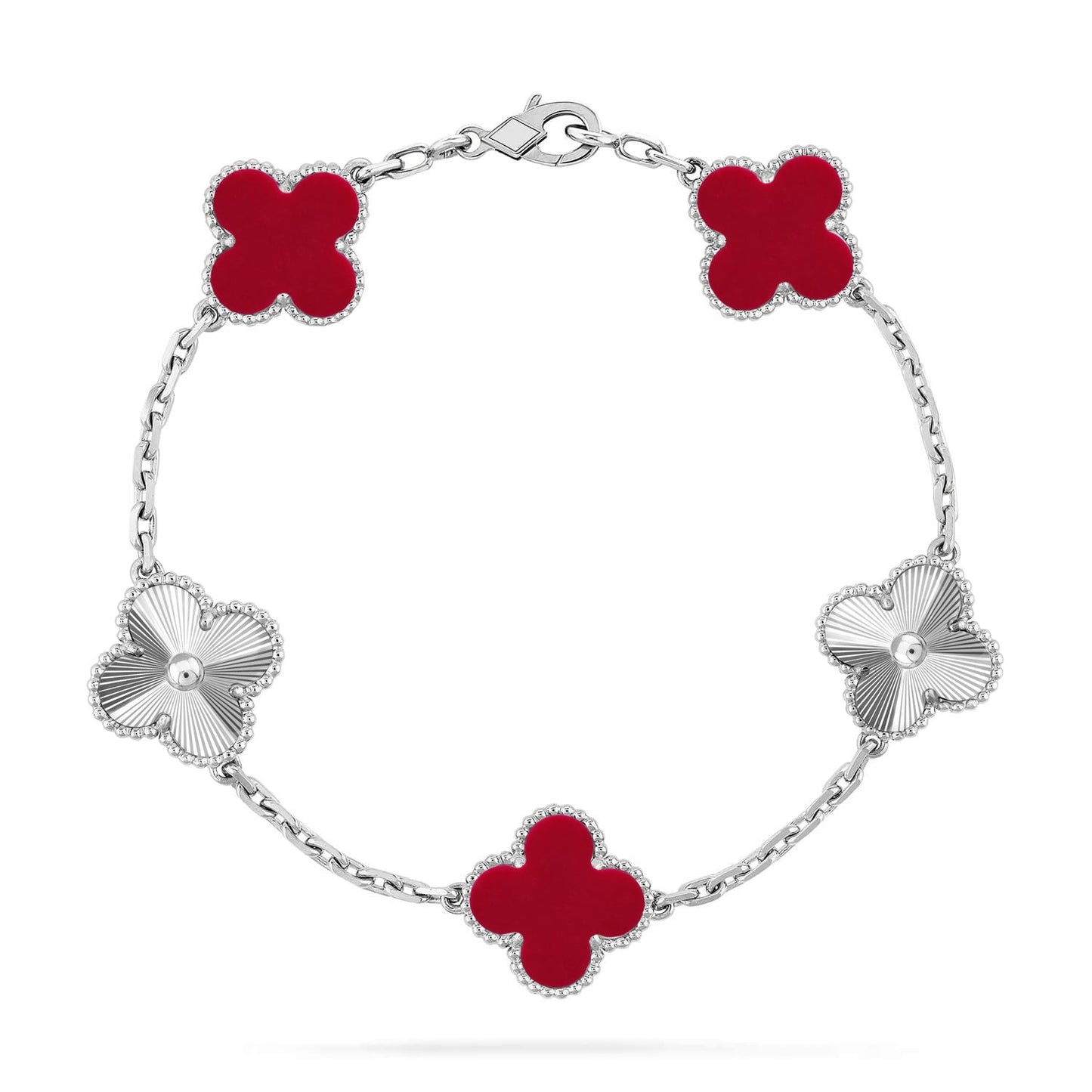 CLOVER 5 MOTIF RED CORNELIAN BRACELET COLLECTION