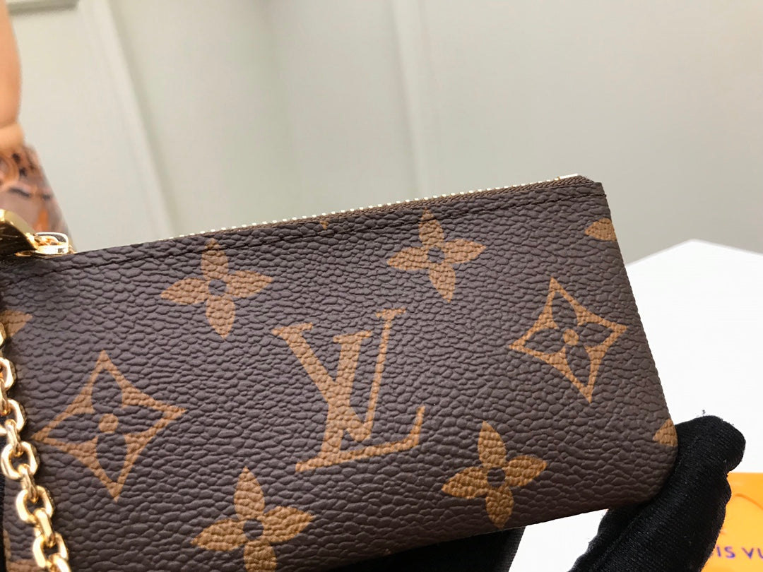 Pochette à clés LV 12 en toile monogrammée marron 