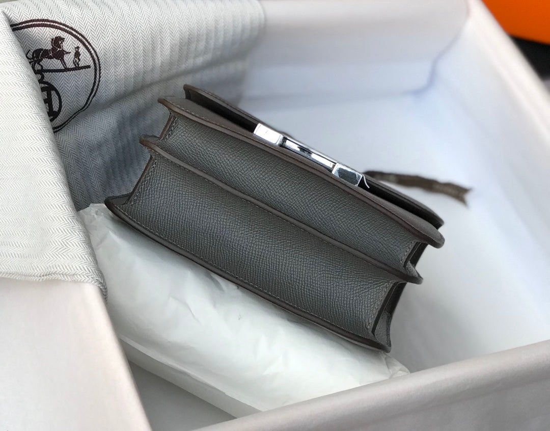 SAC HM CONSTANCE CUIR EPSOM GRIS QUINCAILLERIE ARGENTÉE