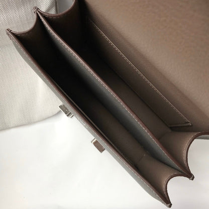 SAC HM CONSTANCE CUIR EPSOM GRIS QUINCAILLERIE ARGENTÉE