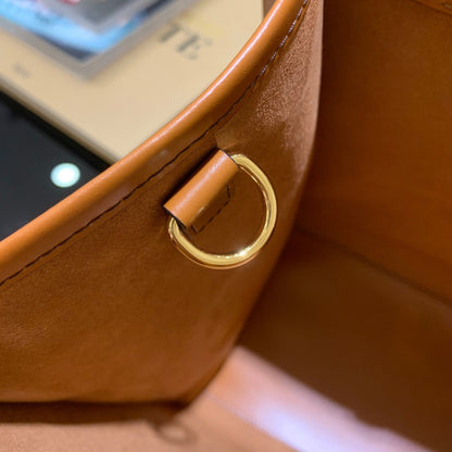 SAC CABAS SHINE 40 EN CUIR DE VEAU GAUFRÉ ORANGE CAROTTE