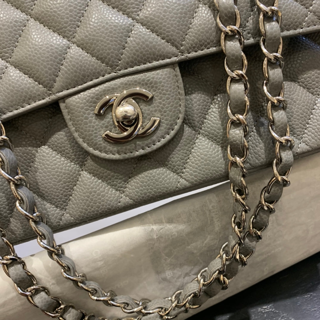 sac à rabat moyen 25 caviar gris foncé shw