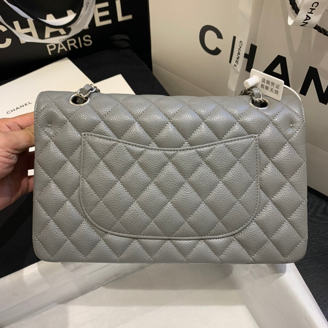 sac à rabat moyen 25 caviar gris foncé shw