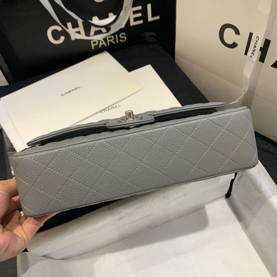 sac à rabat moyen 25 caviar gris foncé shw