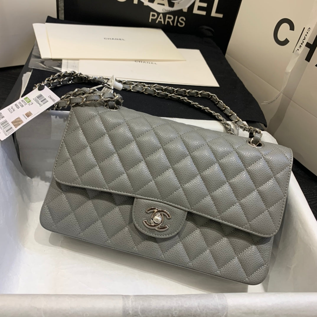 sac à rabat moyen 25 caviar gris foncé shw