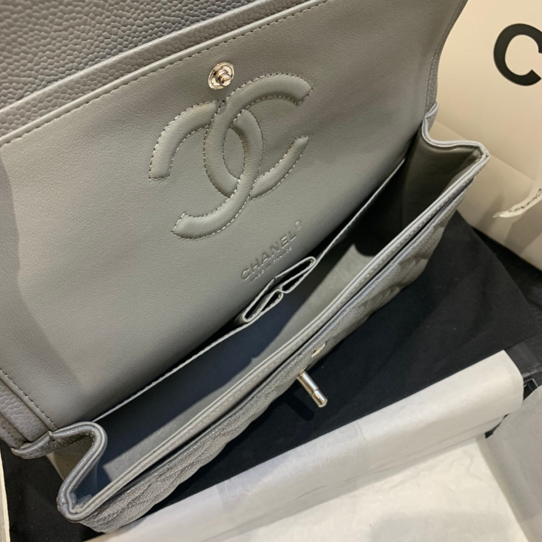 sac à rabat moyen 25 caviar gris foncé shw
