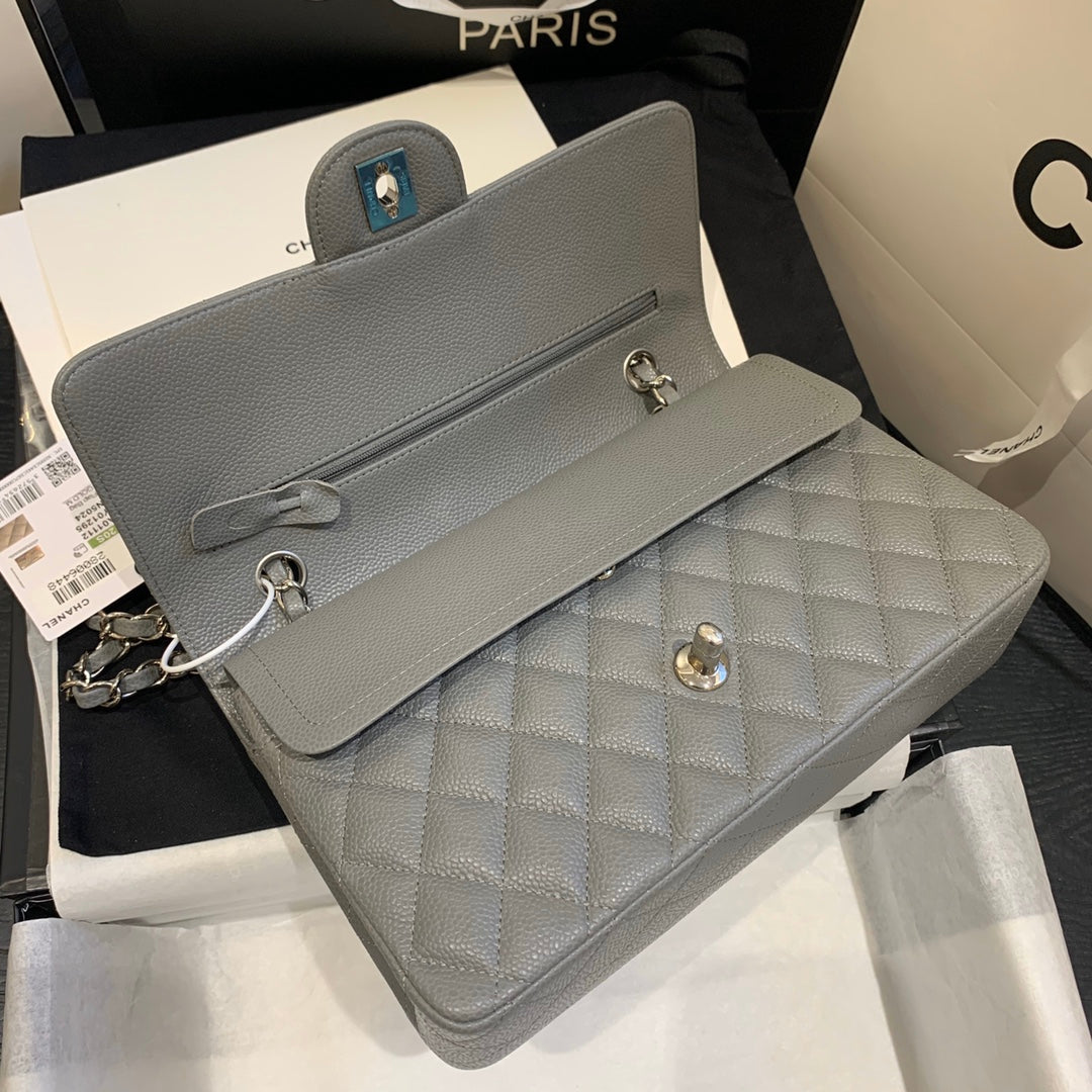 sac à rabat moyen 25 caviar gris foncé shw