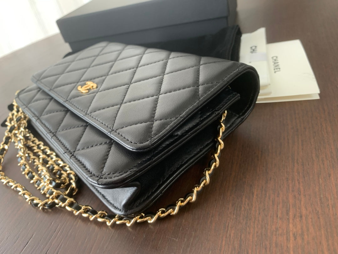 WOC 19cm ブラック ラムスキン ゴールド金具