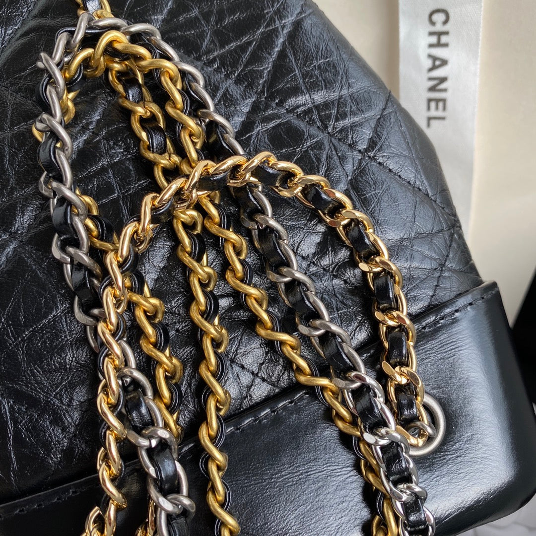 Petit sac à dos CC GRABRIELLE 24 pouces en cuir de veau noir