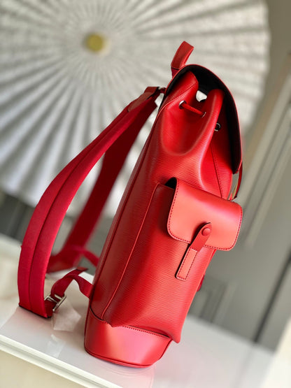 Petit sac à dos LV x SUPREME CHRISTOPHER 47 en cuir de veau épi rouge
