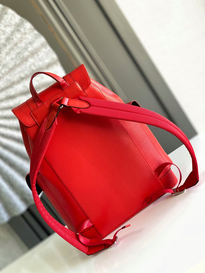 Petit sac à dos LV x SUPREME CHRISTOPHER 47 en cuir de veau épi rouge