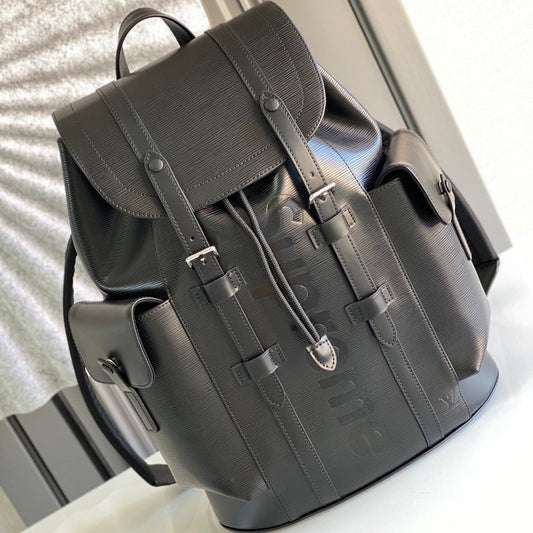 Petit sac à dos LV x SUPREME CHRISTOPHER 47 en cuir de veau épi noir
