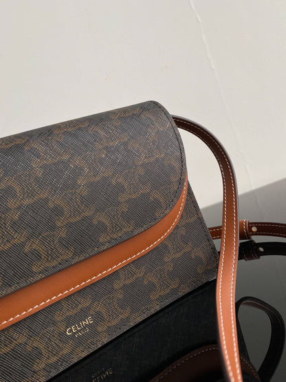 SAC TRIPHOME 20 DOUBLE COUCHE MONOGRAMME EN CUIR DE VEAU NOIR À MOTIF