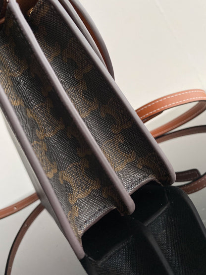 SAC TRIPHOME 20 DOUBLE COUCHE MONOGRAMME EN CUIR DE VEAU NOIR À MOTIF