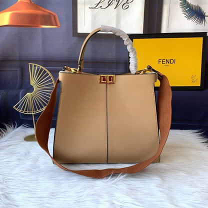 Sac Peekaboo X-lite medium 30 cm en cuir d'agneau marron clair et accessoires dorés 