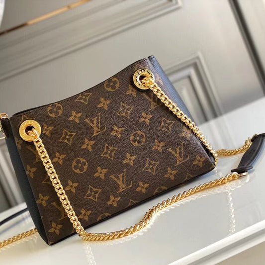 Sac bandoulière Surene BB 24 cm en toile Momogram et cuir de veau noir