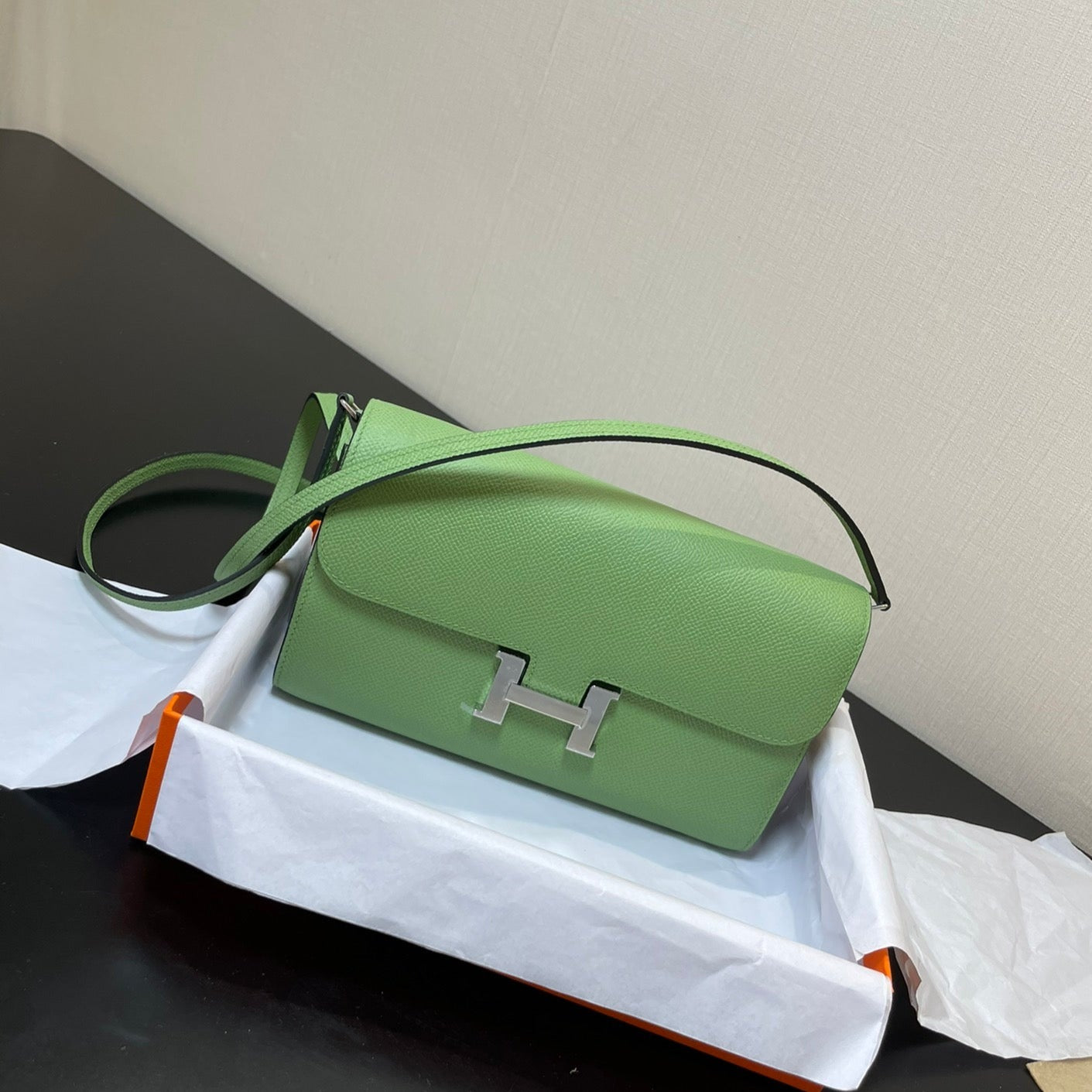 CONSTANCE VA 20,5 GREEN EPSOM SILVER HARDWARE