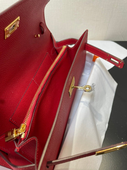 ケリー トゥ ゴー ウォレット 20.5 レッド エプソム ゴールド金具