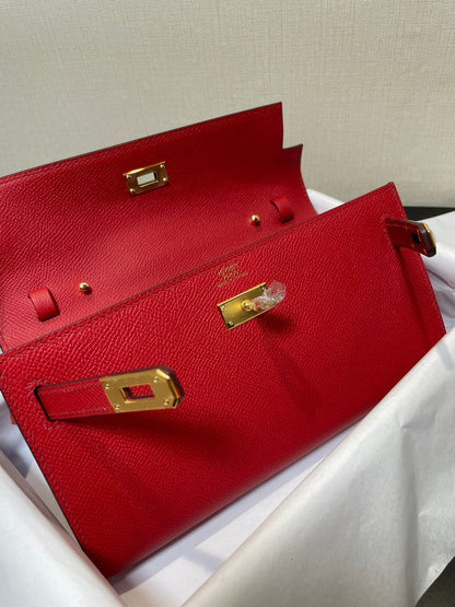 ケリー トゥ ゴー ウォレット 20.5 レッド エプソム ゴールド金具