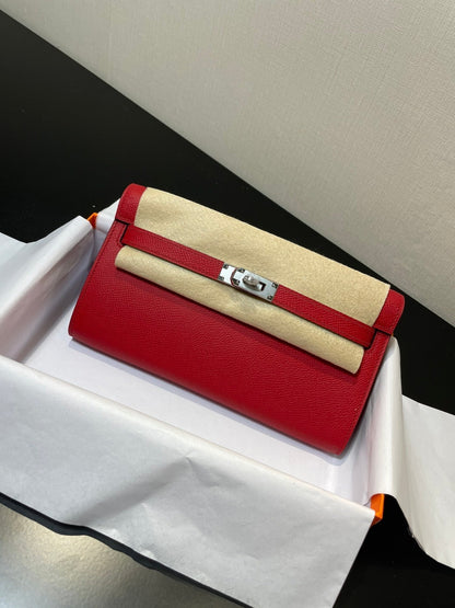 ケリー トゥ ゴー ウォレット 20.5 レッド エプソム シルバー金具