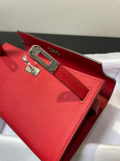 ケリー トゥ ゴー ウォレット 20.5 レッド エプソム シルバー金具
