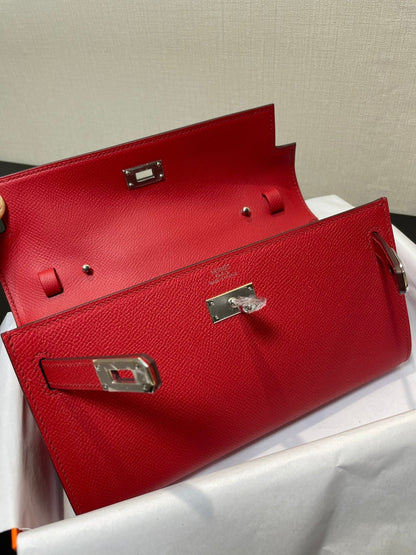 ケリー トゥ ゴー ウォレット 20.5 レッド エプソム シルバー金具