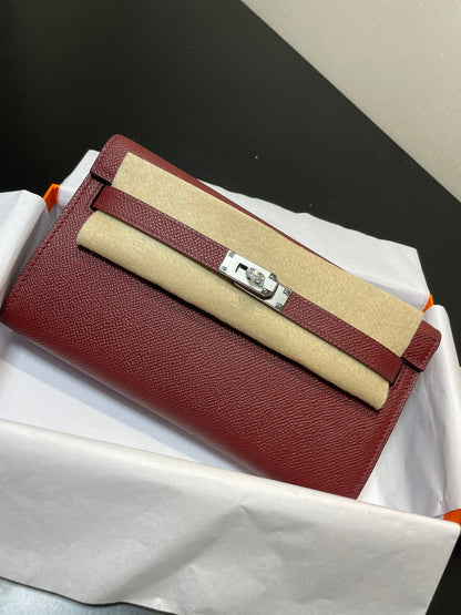 kelly to go wallet 20.5 rough h epsom silver hardware