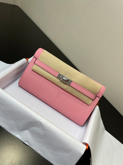 ケリー トゥ ゴー ウォレット 20.5 ピンク エプソム シルバー金具