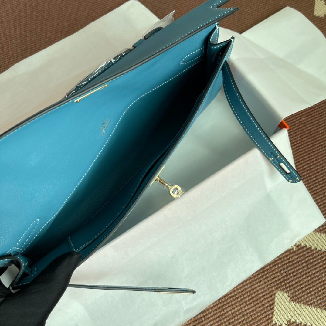 HM ケリーカット 31cm ライトブルー スウィフトレザー Ghw