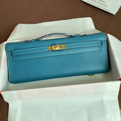 HM ケリーカット 31cm ライトブルー スウィフトレザー Ghw