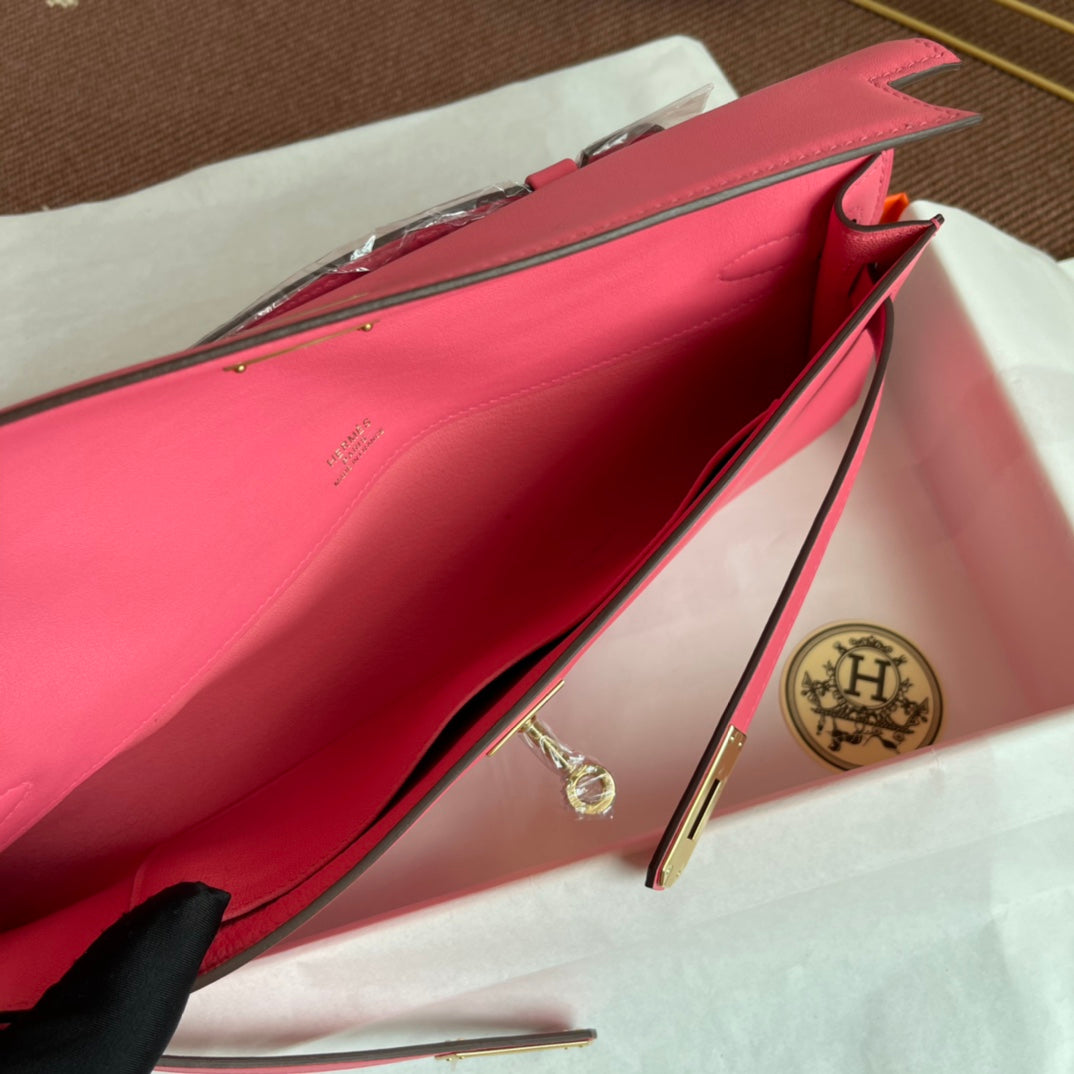 HM ケリーカット 31cm ピンク スウィフトレザー グレー