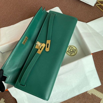 HM Kelly Cut 31 cm Cuir Swift Vert Foncé Ghw