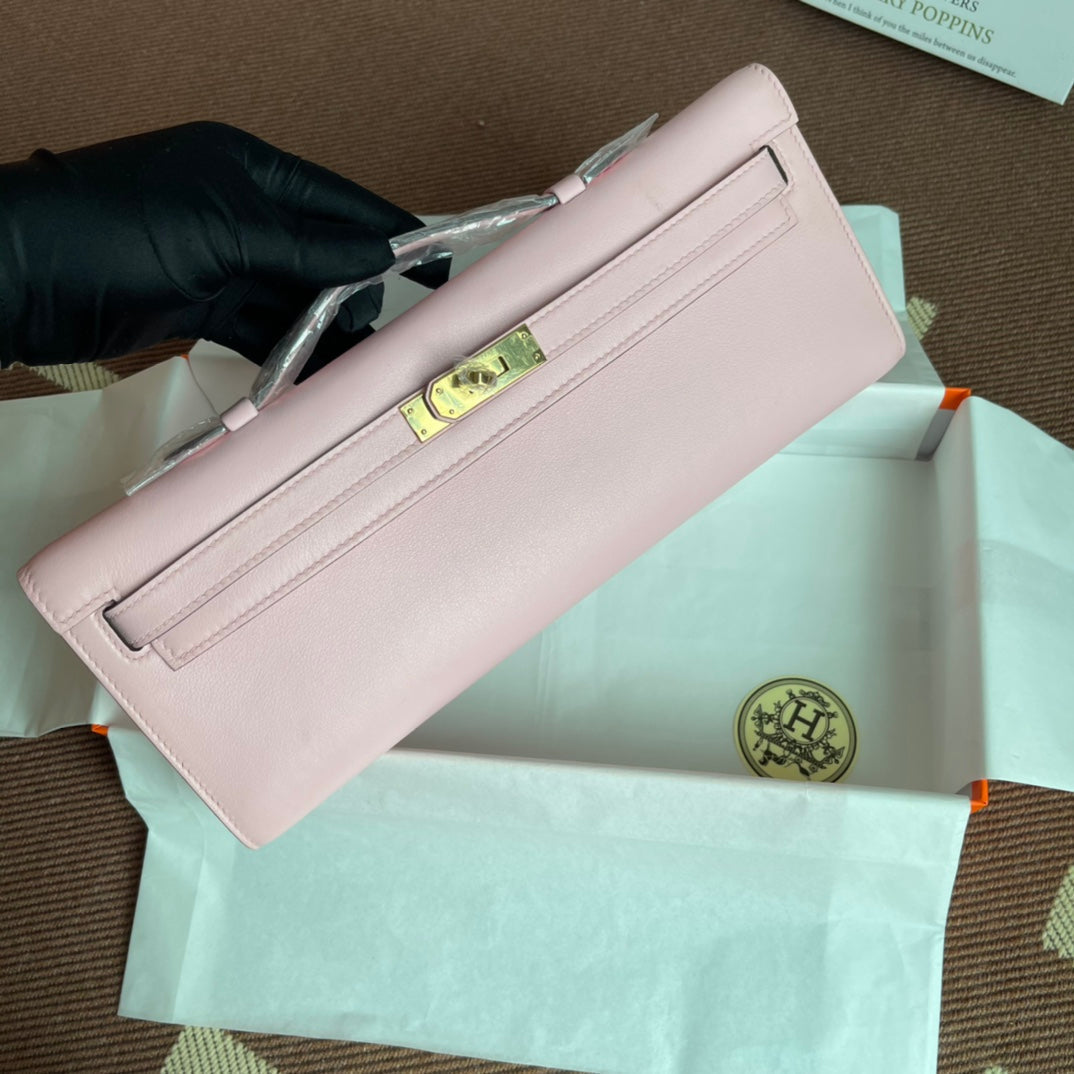 HM ケリーカット 31cm フラミンゴ スウィフト レザー グレー