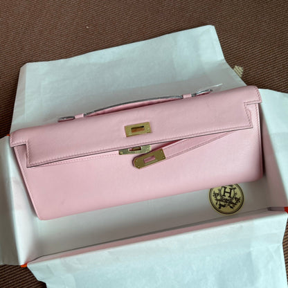 HM ケリーカット 31cm フラミンゴ スウィフト レザー グレー