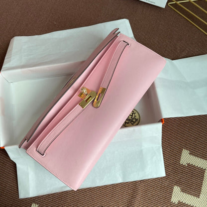 HM ケリーカット 31cm フラミンゴ スウィフト レザー グレー
