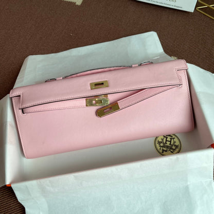 HM ケリーカット 31cm フラミンゴ スウィフト レザー グレー