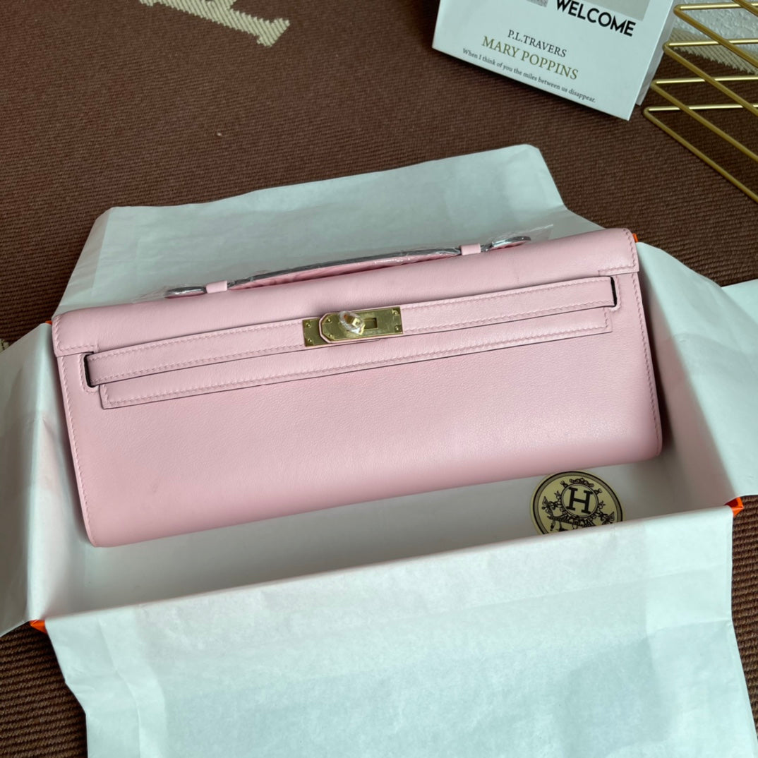 HM ケリーカット 31cm フラミンゴ スウィフト レザー グレー