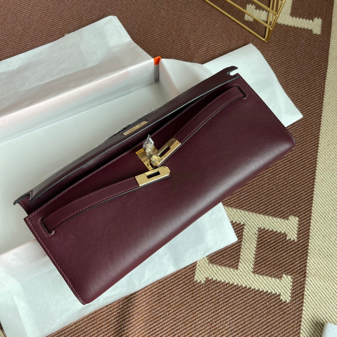 HM ケリーカット 31cm マルーン スウィフトレザー グレー