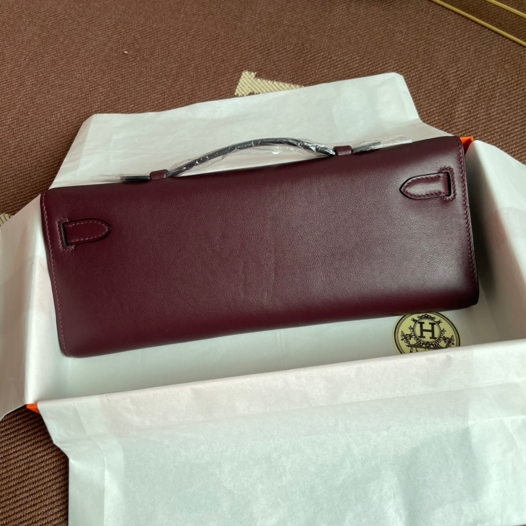 HM ケリーカット 31cm マルーン スウィフトレザー グレー