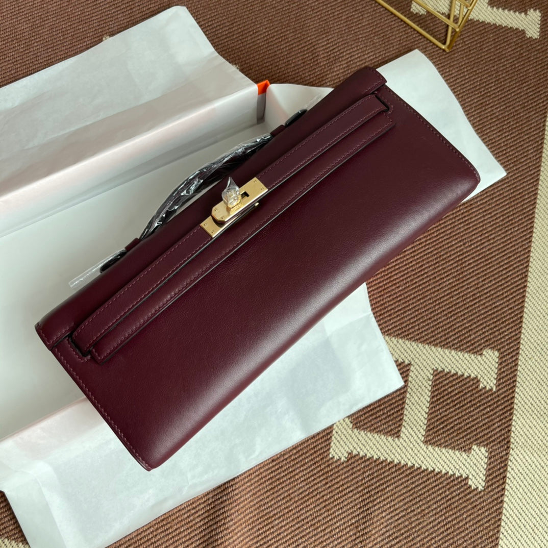 HM ケリーカット 31cm マルーン スウィフトレザー グレー