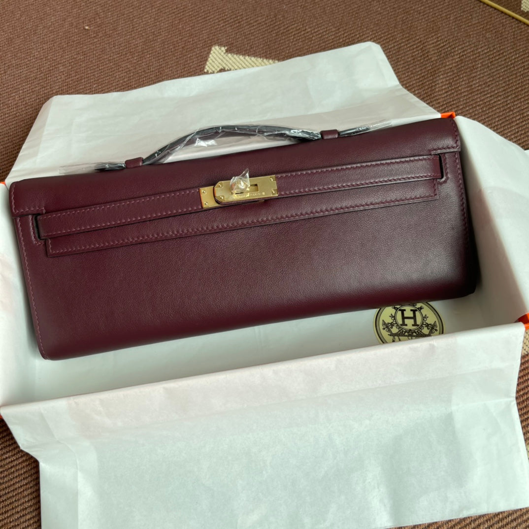 HM ケリーカット 31cm マルーン スウィフトレザー グレー