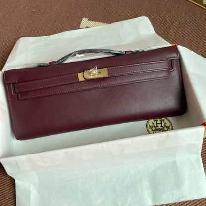 HM ケリーカット 31cm マルーン スウィフトレザー グレー