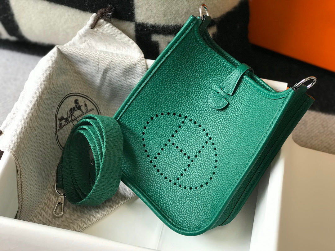 Mini Evelyne 18 cm Vert foncé Togo Quincaillerie argentée