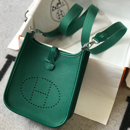 Mini Evelyne 18 cm Vert foncé Togo Quincaillerie argentée