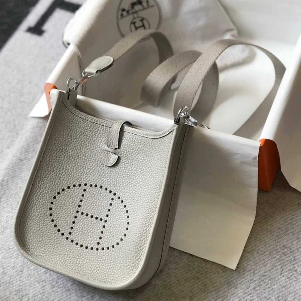 Mini Evelyne 18 cm Gris clair Togo Quincaillerie argentée