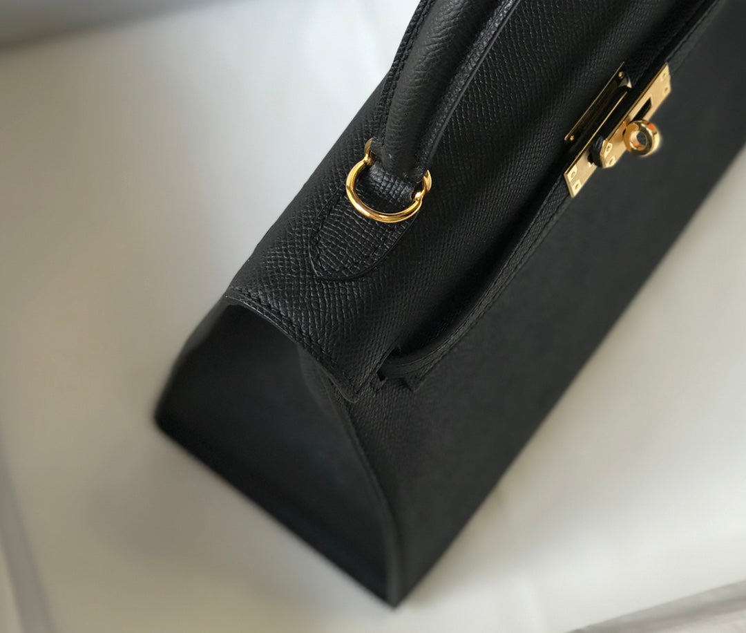 hm kelly 32 cm cuir epsom noir accessoires dorés