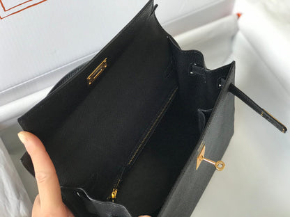 hm kelly 32 cm cuir epsom noir accessoires dorés